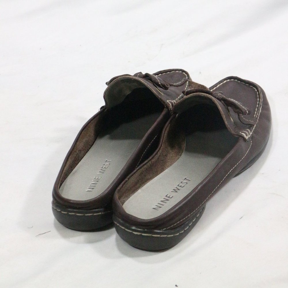 NINE WEST Brown Leather Loafer Style Mules - Picture 6 of 7